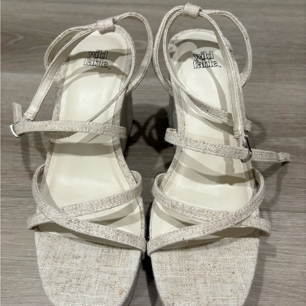 Wild Fable Beige Strappy Wedge Sandals